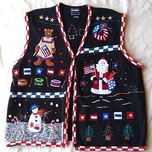Vintage Retro ugly sweater holiday 80s 90s Americana Christmas embellished pat…